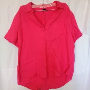 J. Crew MP 100% Linen Hot Pink Blouse